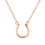 Horseshoe Pendant Necklace & Snaffle Bit Hoop Earrings Set Rose Gold Plated - Image 3