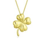 Celtic Shamrock Four Leaf Clover Pendant Necklace 14K Gold - Image 2