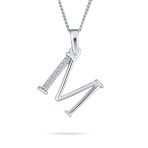 Delicate Pave CZ Block Letter Alphabet Pendant Necklace Sterling Silver - Image 11