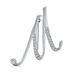 Large Statement ABC Pave Crystal Monogram Brooch Pin Silver or Gold Plated - Image 8