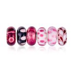 Mix Set Shades of Red & Pink Murano Glass Charm Bead for Bracelets .925 Sterling Silver