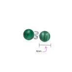 Classic 6MM Light Orange Coral Gemstone Drop Ball Earrings in Sterling Silver - Image 34