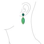 Fashion Statement Black White Teardrop Nature Stone Dangling Earrings Gold Plated - Image 8