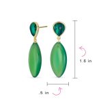 Fashion Statement Black White Teardrop Nature Stone Dangling Earrings Gold Plated - Image 11