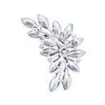 Fashion Aqua Green Marquise Crystal Large Leaf Scarf Brooch Pin Silver Plated Brass - Image 2