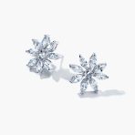 Elegant Bridal Holiday Snowflake Flower Marquise CZ Stud Earrings Silver - Image 4