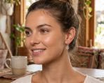Rose Gold Dangle Chandelier Earrings with Peace Sign & CZ Pave Sterling Silver - Image 5