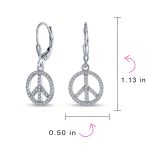 Rose Gold Dangle Chandelier Earrings with Peace Sign & CZ Pave Sterling Silver - Image 7