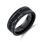 Men's Tire Band Ring Mechanic Car Racer Wide Tread Matte Black Titanium