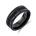 Men's Tire Band Ring Mechanic Car Racer Wide Tread Matte Black Titanium
