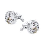 Mechanic Steampunk Moving Gears Cufflinks Stainless Steel Hinge Bullet Back - Image 2