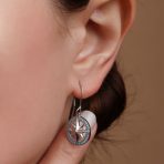 Unisex Viking Disc Medallion Dangle Earrings Blue Enamel Sterling Silver Compass - Image 5