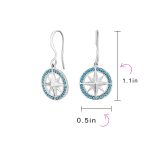 Unisex Viking Disc Medallion Dangle Earrings Blue Enamel Sterling Silver Compass - Image 4