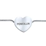 Feminine Heart Charm Medical ID Bracelet Silver Tone Stainless Steel Chain - Image 12