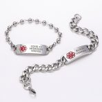 Name Tag Medical ID Bracelet Ball Bead Link Chain Stainless Steel 77.5 Inch - Image 22