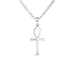 Sterling Silver Ankh Cross Pendant Necklace Men and Teens