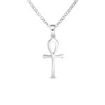 Sterling Silver Ankh Cross Pendant Necklace Men and Teens