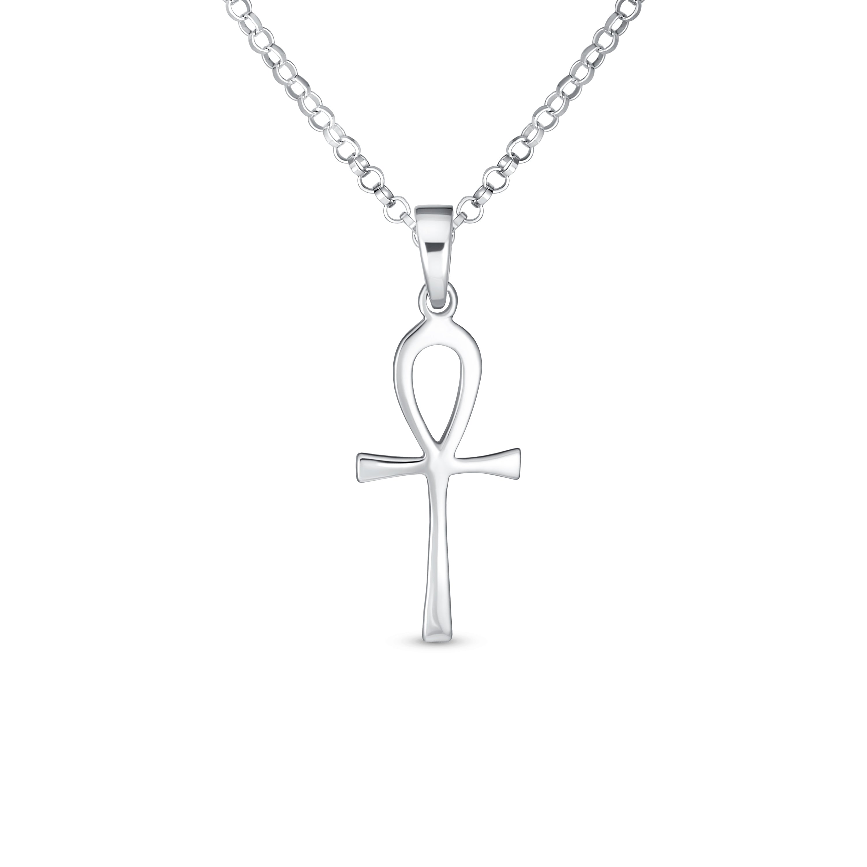medium_egytian_ankh_cross_necklace_pmr-p12734 Sterling Silver Ankh Cross Pendant Necklace Men and Teens - Image 1