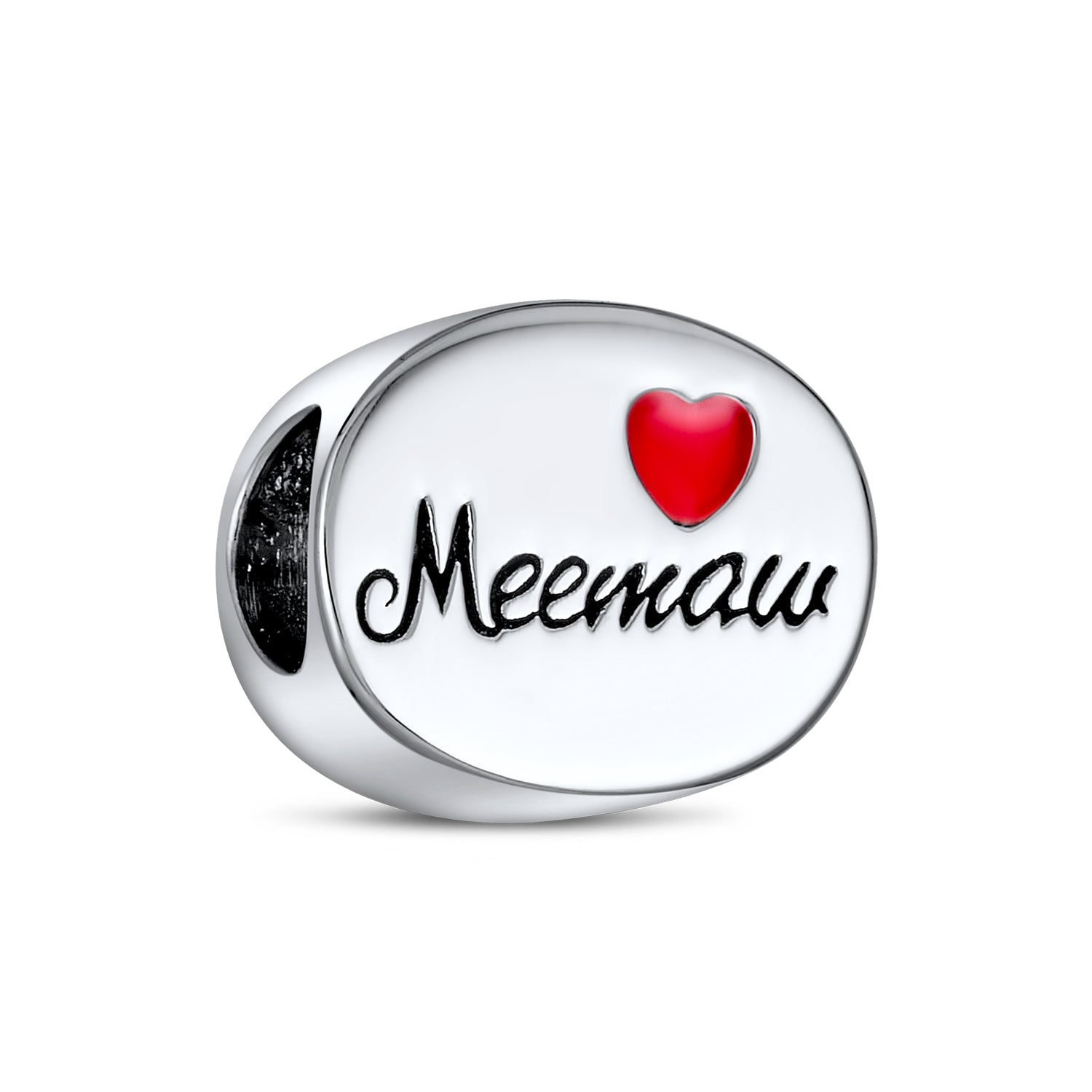meemaw-heart-red-bead-grandmother_pbx-he-205_1 Red Heart I Love Mee-maw Grandmother Charm Bead .925 Sterling Silver for Bracelet - Image 1