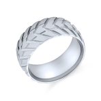 Rugged Tire Tread Band Ring Matte Brushed Silver Tone Stainless Steel 8MM