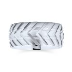 Rugged Tire Tread Band Ring Matte Brushed Silver Tone Stainless Steel 8MM - Image 2