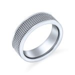 Urban Biker-Inspired Design Rope Chain Mesh Band Ring 8MM Stainless Steel