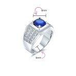 3 Row Pave Band with 3CT Cubic Zirconia CZ Solitaire Statement Ring Silver Plated - Image 6
