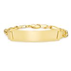 Men's 18K Gold Plated Figaro Chain ID Bracelet with Solid Name Bar - Image 2