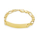 Men's 18K Gold Plated Figaro Chain ID Bracelet with Solid Name Bar - Image 3