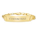 Men's 18K Gold Plated Figaro Chain ID Bracelet with Solid Name Bar - Image 4