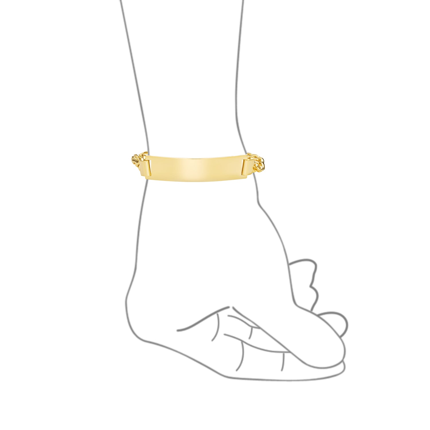 men_27s-solid-name-bar-plate_sgs-id103_4_c59047ac-866d-4d56-ba9f-e389a37bce19 Men's 18K Gold Plated Figaro Chain ID Bracelet with Solid Name Bar - Image 1