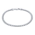 Strong Franco Square Link Chain Bracelet 220 Gauge Sterling Silver 8.5 Inch