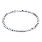 Strong Franco Square Link Chain Bracelet 220 Gauge Sterling Silver 8.5 Inch