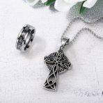 Protection Amulet Celtic Cross Pendant Necklace Oxidized Silver 20 Inch Chain - Image 4