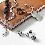 Solid Double Sided Twisted Love Knot Cufflinks for Dad Groomsmen .925 Sterling Silver Gift - Image 4