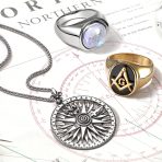 Unisex Celtic Fleur De Lis Compass Pendant Necklace in Oxidized Sterling Silver - Image 4