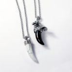 Tooth Amulet Onyx Howlite Turquoise Cornicello Italian Horn Pendant Necklace - Image 12