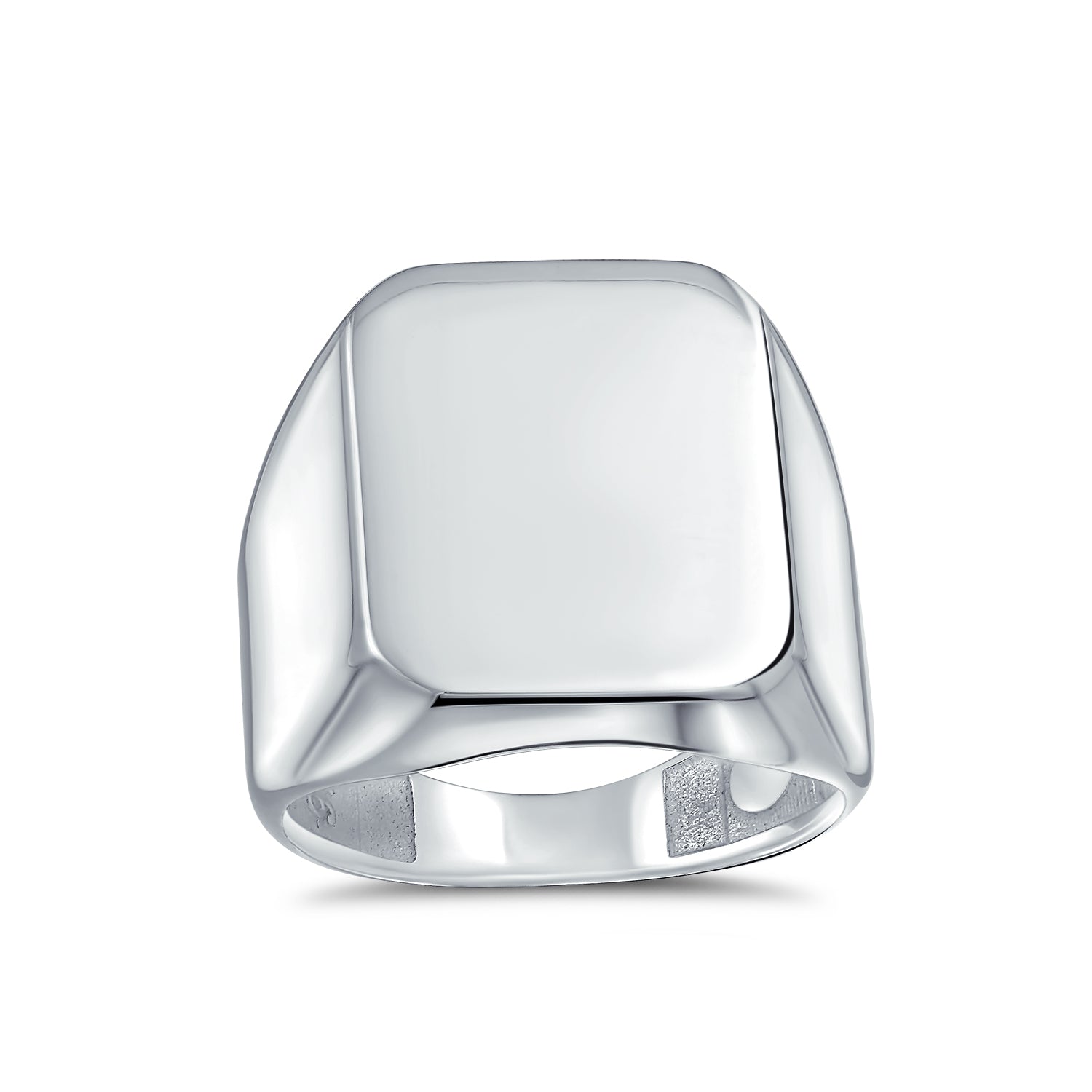 mens-ring-large-rectangle-silver_pts-zky-756_1 Geometric Large Rectangle Initial Monogram Signet Ring Polished Sterling Silver - Image 1