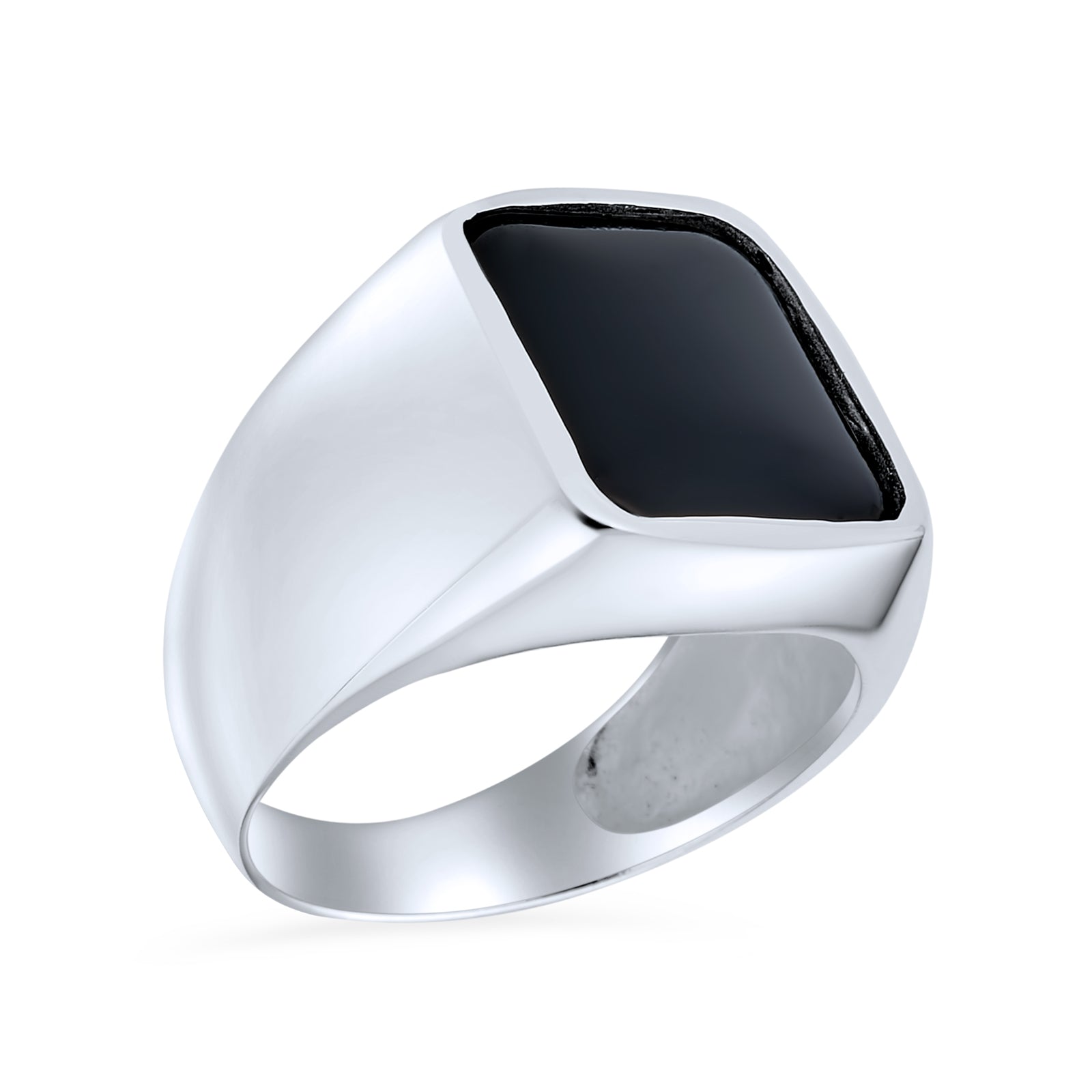 mens-ring-silver-flat-onyx-large_pts-zky698ox_1 Men's Classic Rectangle Black Onyx Gemstones Signet Ring .925 Sterling Silver - Image 1