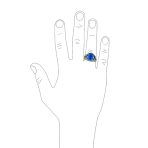 Unisex Mens Stainless Steel Vintage Oval Blue Sapphire CZ Ring Oxidized Silver - Image 3