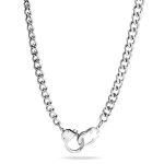 Punk Rocker Biker Jewelry Chain Statement Handcuff Necklace Stainless Steel 20 Inch