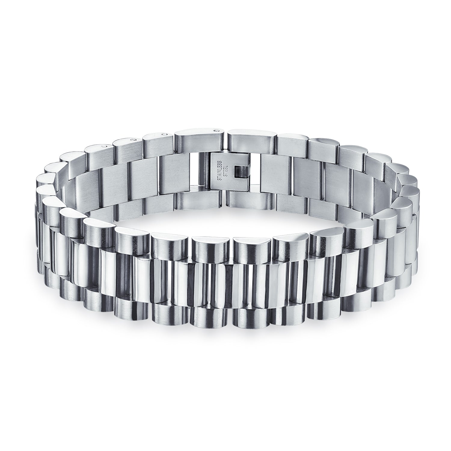 mens-steel-link-chain-watch-bracelet-sgd-bl016-az_1 Men's Classic Timeless Wide Panther Link Bracelet Stainless Steel 8 Inch - Image 1