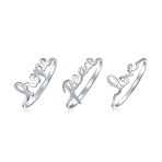Set of 3 Inspirational Words Peace Love Hope Ring Set Sterling Silver