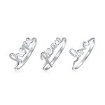 Set of 3 Inspirational Words Peace Love Hope Ring Set Sterling Silver