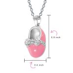 Charm Baby Shoe Pendant Necklace for New Mothers with Pink Enamel Bow CZ Accent - Image 5