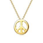 Tiny World Peace Sign Pendant Necklace Gold Plated .925 Sterling Silver - Image 2