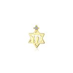Tiny Judaic CZ 14K Gold Chai Life Star of David Cartilage Ear Stud Earring 1PC - Image 2