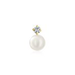 Tiny CZ Accent 14K Gold Pearl Helix Cartilage Ear Stud Earring Screw Back 1PC - Image 2