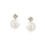 14K Gold Pearl Stud Earrings with Secure Screw Back - Image 2