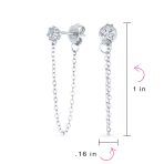 Minimalist 4MM Star CZ Stud Earrings with Delicate Chain in 14K Gold or Silver - Image 7